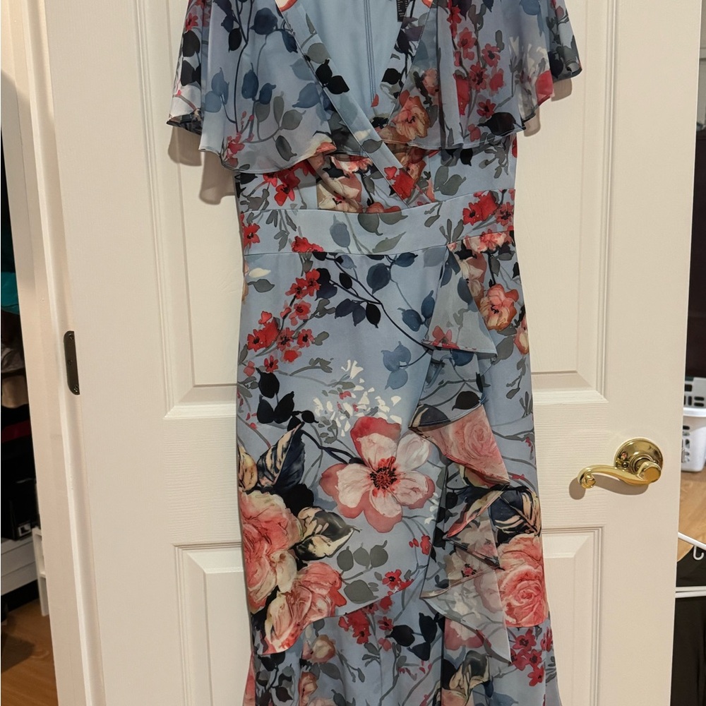 Adrianna Papell Blue Floral Maxi Dress